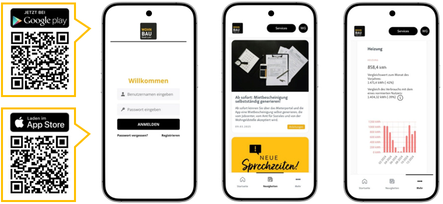 hc_068 Smartphones mit Screenshots aus der Mieterapp